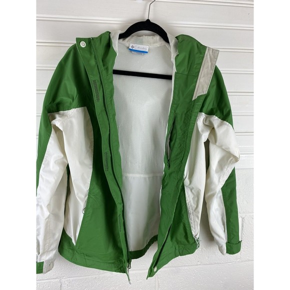 Columbia Women Green white Jacket omni-tech jacket size M rain jacket flaw - Picture 10 of 16